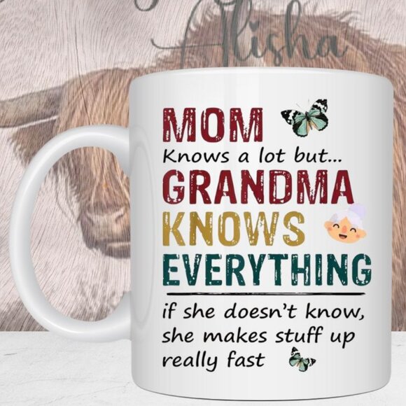 Grandma Knows Everything Ceramic Coffee Mug Tea Cup - Picture 2 of 2